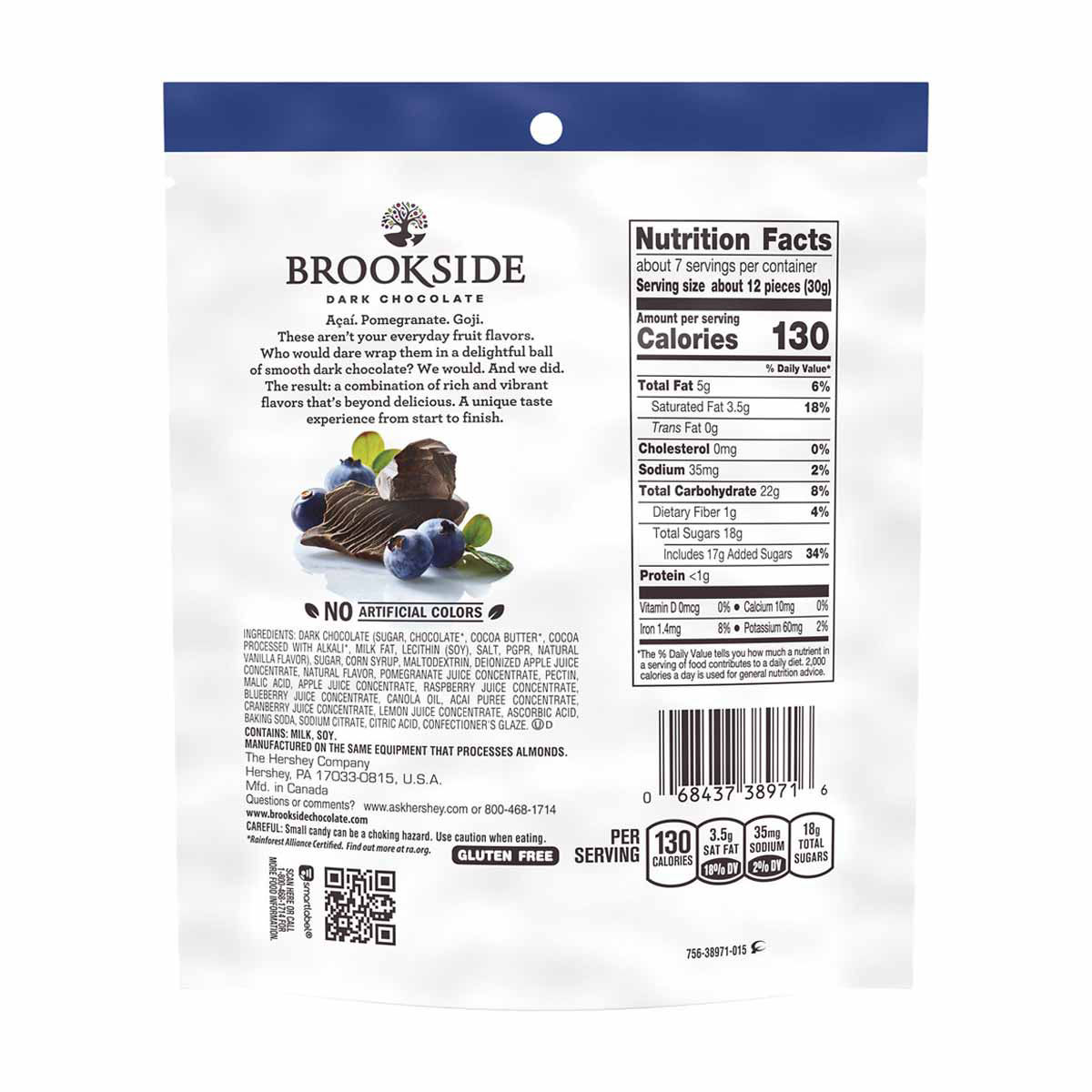 Brookside Dark Chocolate Acai & Blueberry Flavor Pouch, 7 oz.