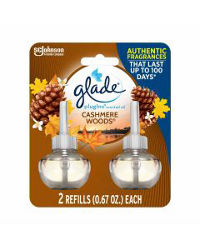 Glade PlugIns Scented Oil Air Freshener Refills, Cashmere Woods, 2 ct