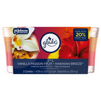 Glade 2in1 Single Wick Candles, Hawaiian Breeze + Vanilla Passionfruit, 8.16 oz, 2 Count
