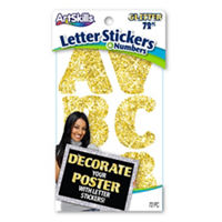 ArtSkills 2" Glitter Number and Letter Stickers for Posters, Signs & Projects, 72 Pieces, Gold