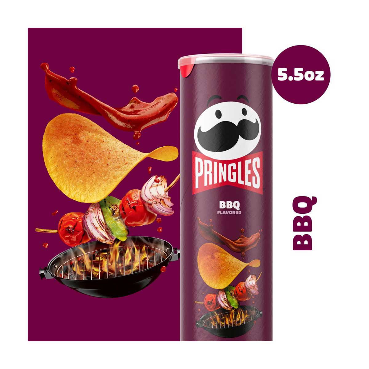 Pringles Potato Crisps Chips, BBQ, 5.5 oz
