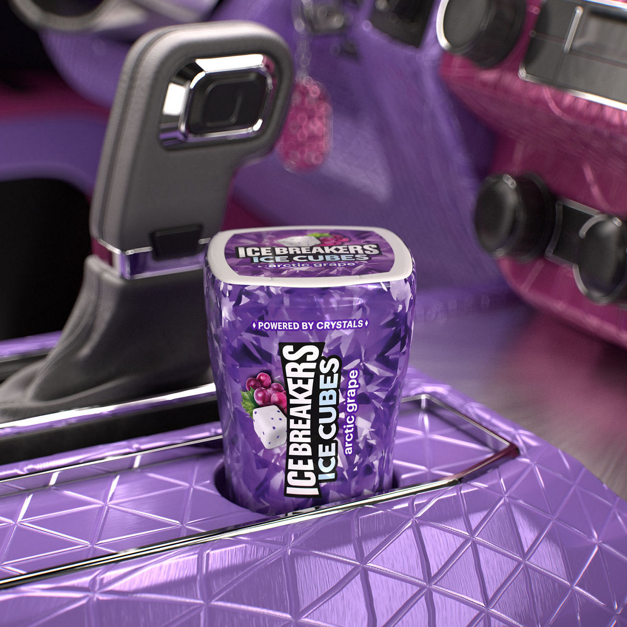 ICE BREAKERS Ice Cubes Arctic Grape Flavored Sugar Free Chewing Gum Bottle, 3.24 oz (40 Pieces)
