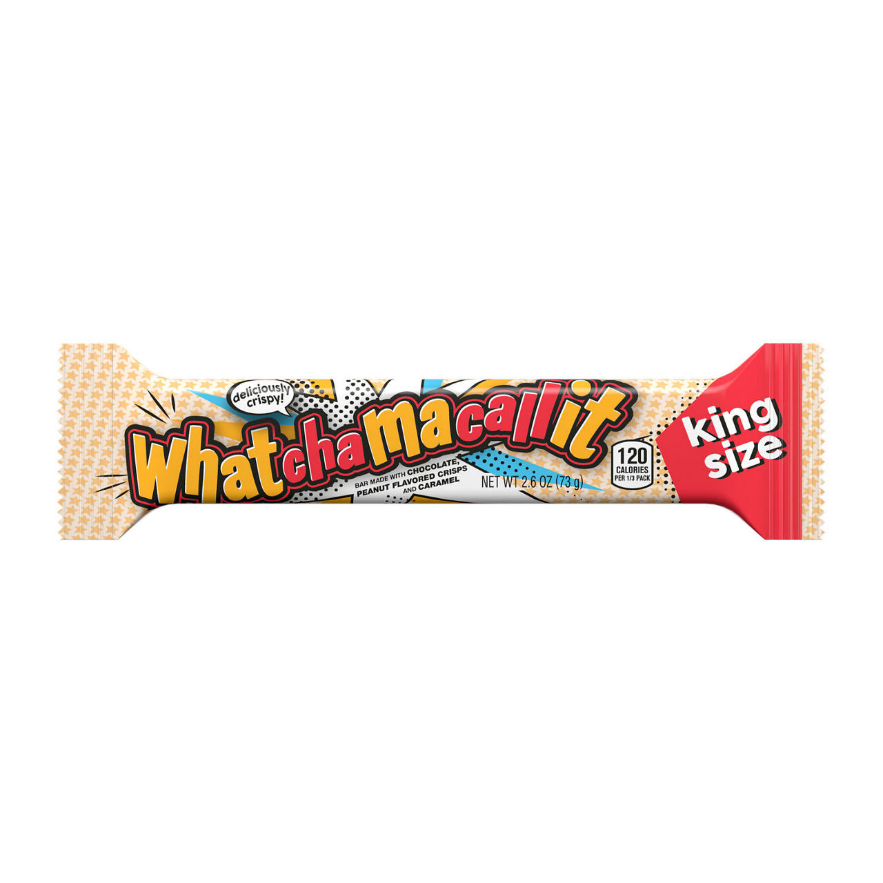 WHATCHAMACALLIT Chocolate, Caramel and Peanut Flavored Crisps King Size, Candy Bar, 2.6 oz