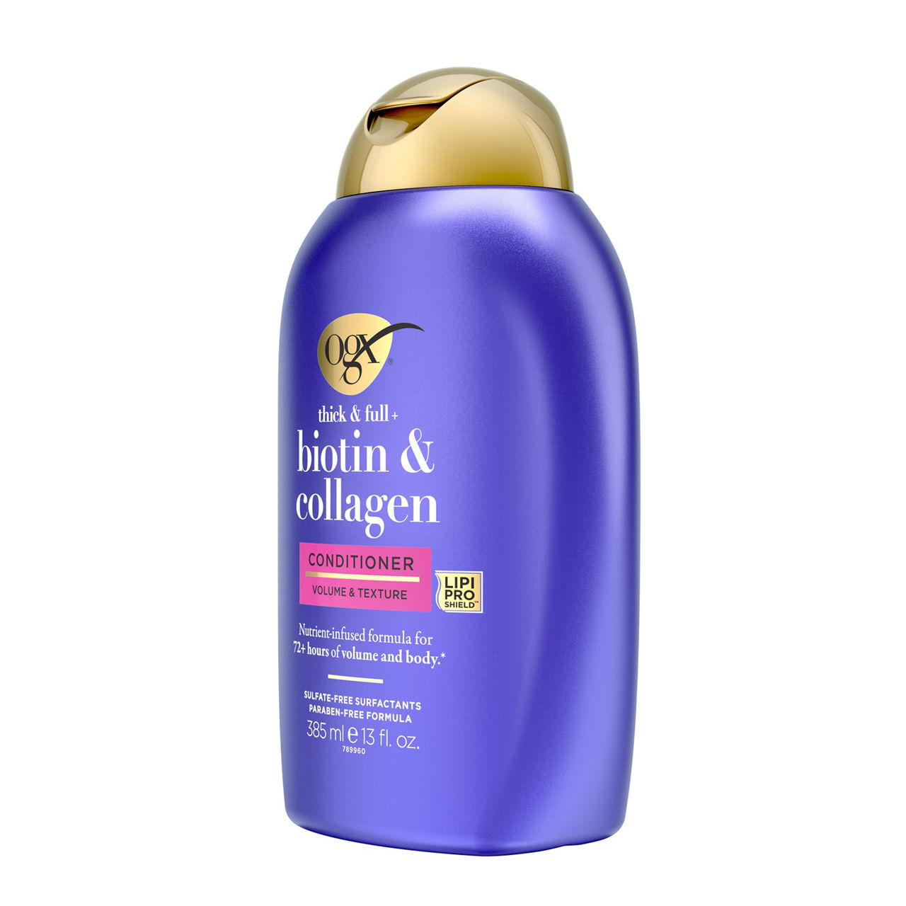 OGX Thick & Full + Biotin & Collagen Volumizing Conditioner, Nutrient-Infused Conditioner with Vitamin B7 Biotin Gives Hair Volume & Body for 72+ Hours, Sulfate-Free Surfactants, 13 fl. Oz