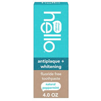 hello Antiplaque and Whitening Fluoride Free Toothpaste, Natural