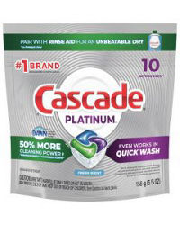 Cascade Dishwasher Detergent Platinum ActionPacs - Fresh Scent, 10 Count