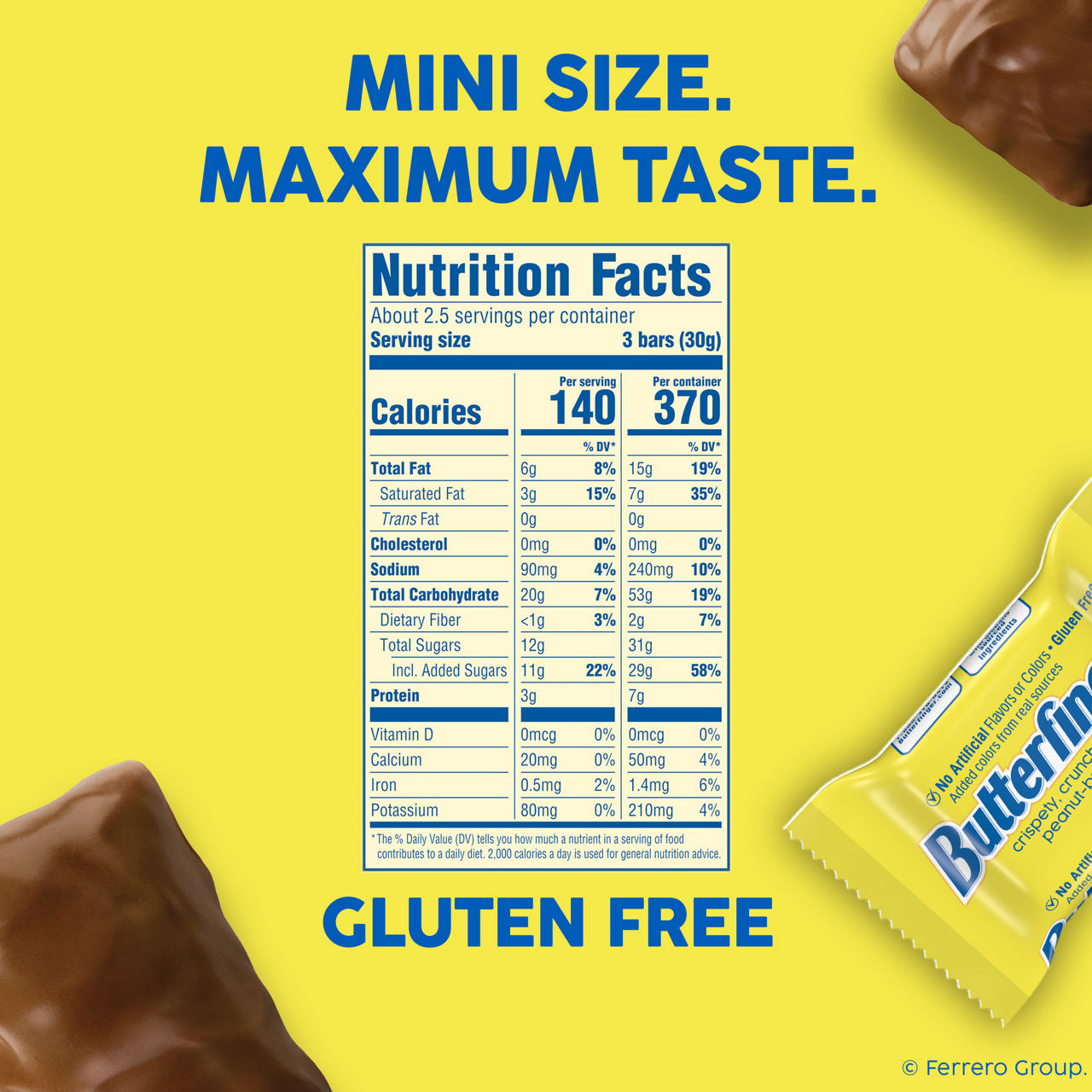 Butterfinger Minis Candy Bars, Crispety Crunchety Peanut-Buttery, Individually Wrapped, 2.8 oz Bag