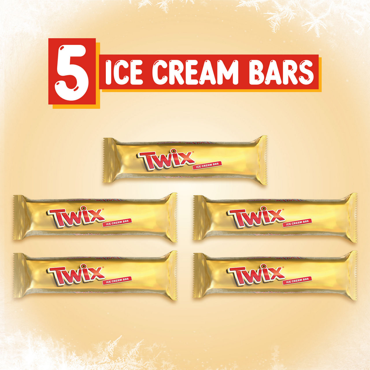 Twix Ice Cream Bars Vanilla Caramel Chocolatey Cookie Dessert Bar Individually Wrapped, 5 Pack