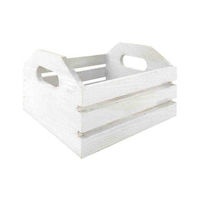 Crafter's Closet Decorative Vintage Whitewash Wood Mini Crate with Handle Holes, 7" x 7" x 4.5"