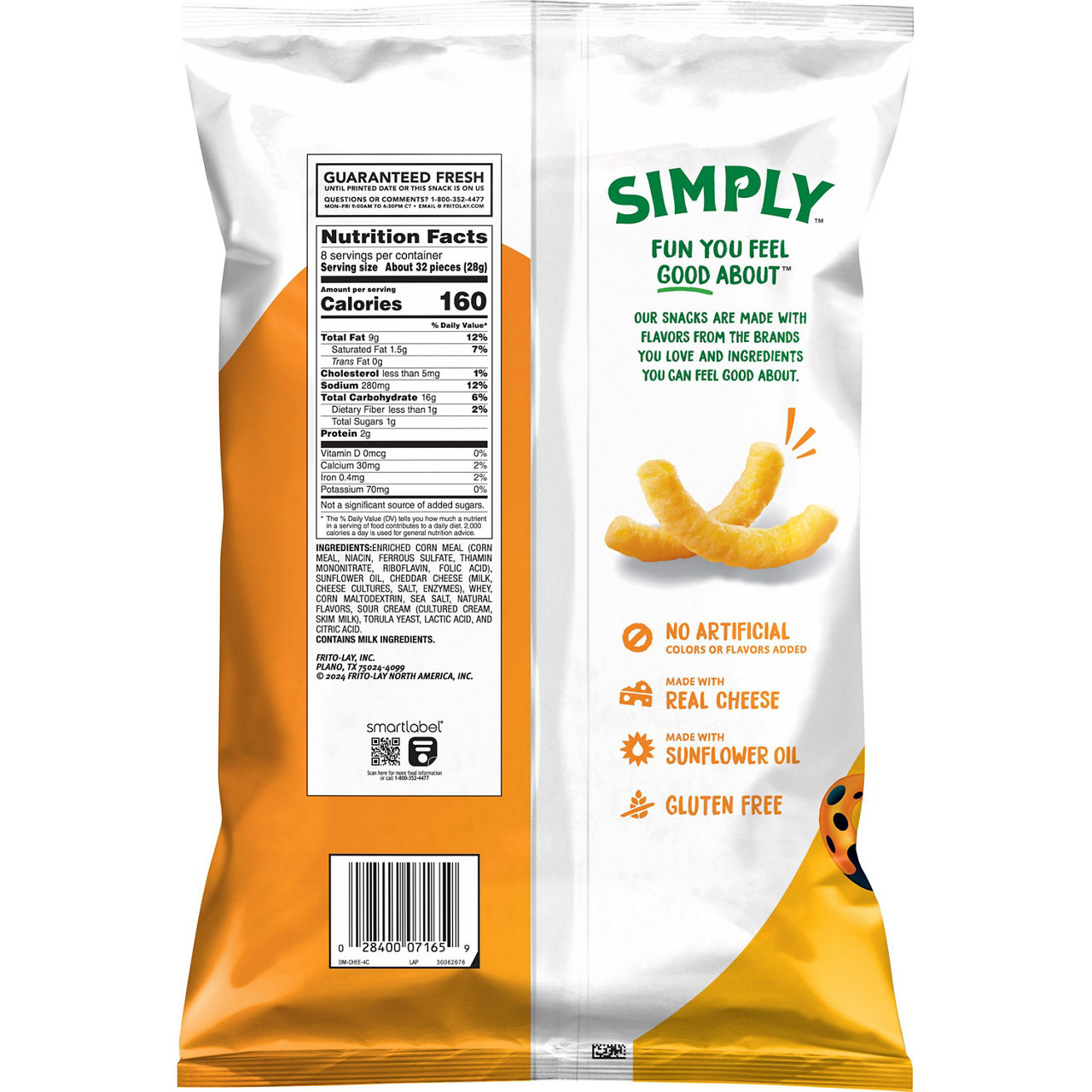 Cheetos Simply Puffs Cheese Flavored Snacks White Cheddar Flavored 8 Oz
