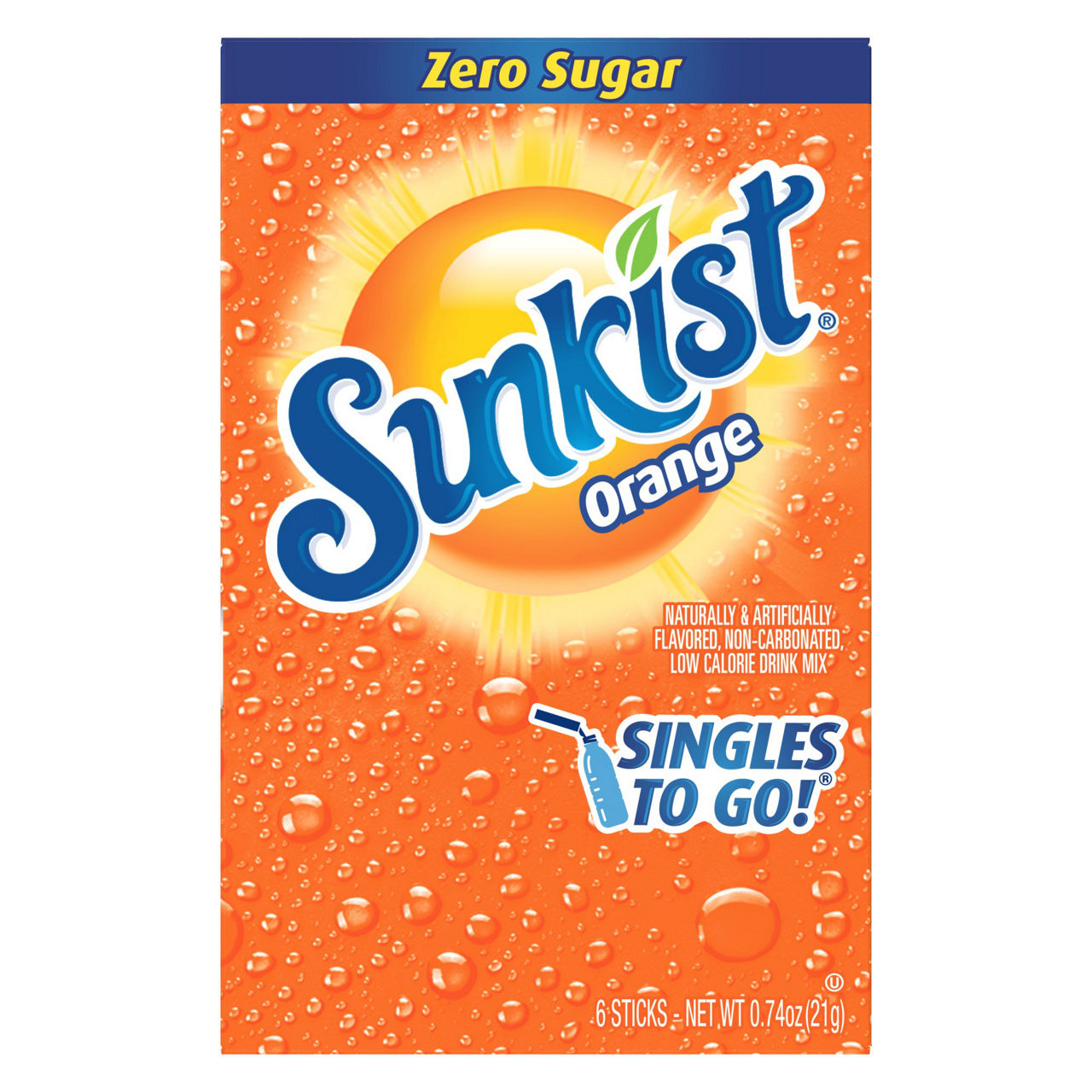 Sunkist Soda Drink Sticks Orange 6ct