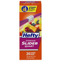Hefty Slider Kitchen Storage Bags, Quart Size, 24