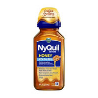 Vicks NyQuil SEVERE Honey Cold & Flu Liquid Over-the-Counter Medicine, Powerful Nighttime Relief for Headache, Fever, Sore Throat, Minor Aches and Pains, Nasal Congestion, Sinus Pressure, Sneezing, Runny Nose and Cough, Honey Flavor, 8 FL OZ