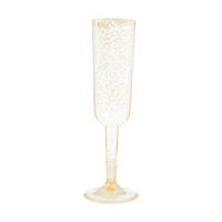 Gold Glitter Plastic Champagne Flutes, 7oz,  4 Count