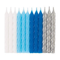 Blue, White & Silver Spiral Birthday Candles, 24 ct