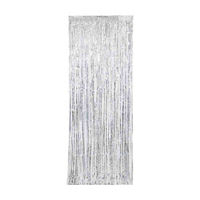 321 Party! Metallic Silver Foil Fringe Curtain