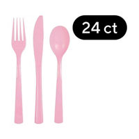 Lovely Pink Plastic Cutlery Set