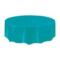 321 Party! Round Plastic Teal Tablecloth, 84 in