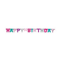 321 Party! Pink, Purple, & Teal Happy Birthday Banner, 4 ft
