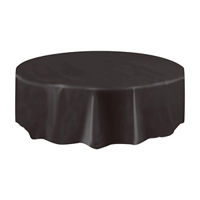321 Party! Round Plastic Black Tablecloth, 84 in