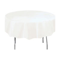 321 Party! Round Plastic White Tablecloth, 84 in