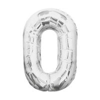 34" Giant Foil Silver Number Balloon, 0
