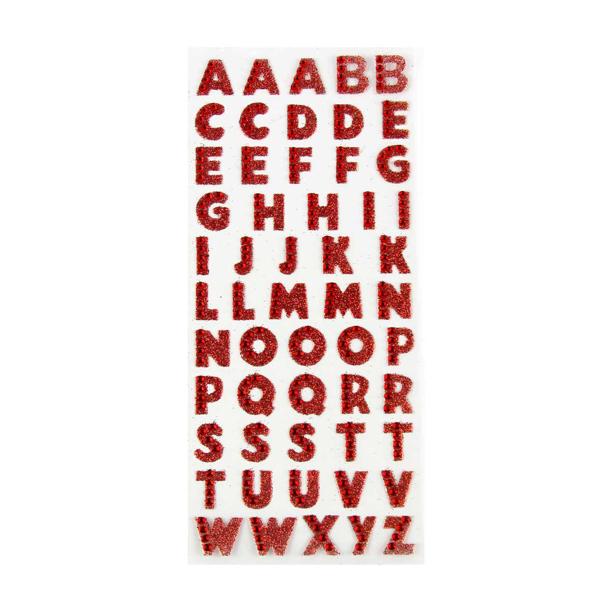Make Shoppe Alphabet Gemstone Sticker, Red, 55 Count
