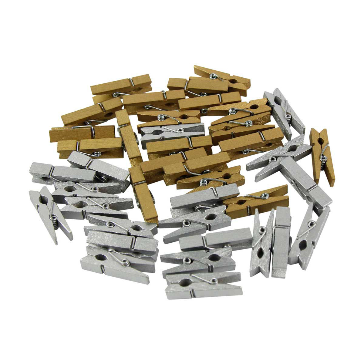 Make Shoppe Wood Clothespins 1.37'', Silver Gold, 40 Count