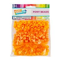 Make Shoppe Pony Beads, Orange, 1.8oz