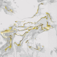 6.5" Foil Gold Marble Paper Napkins, 20 Count