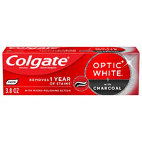 Colgate Optic White with Charcoal Teeth Whitening Toothpaste, Anticavity Toothpaste with Fluoride, Cool Mint Flavor, 3.8 OZ