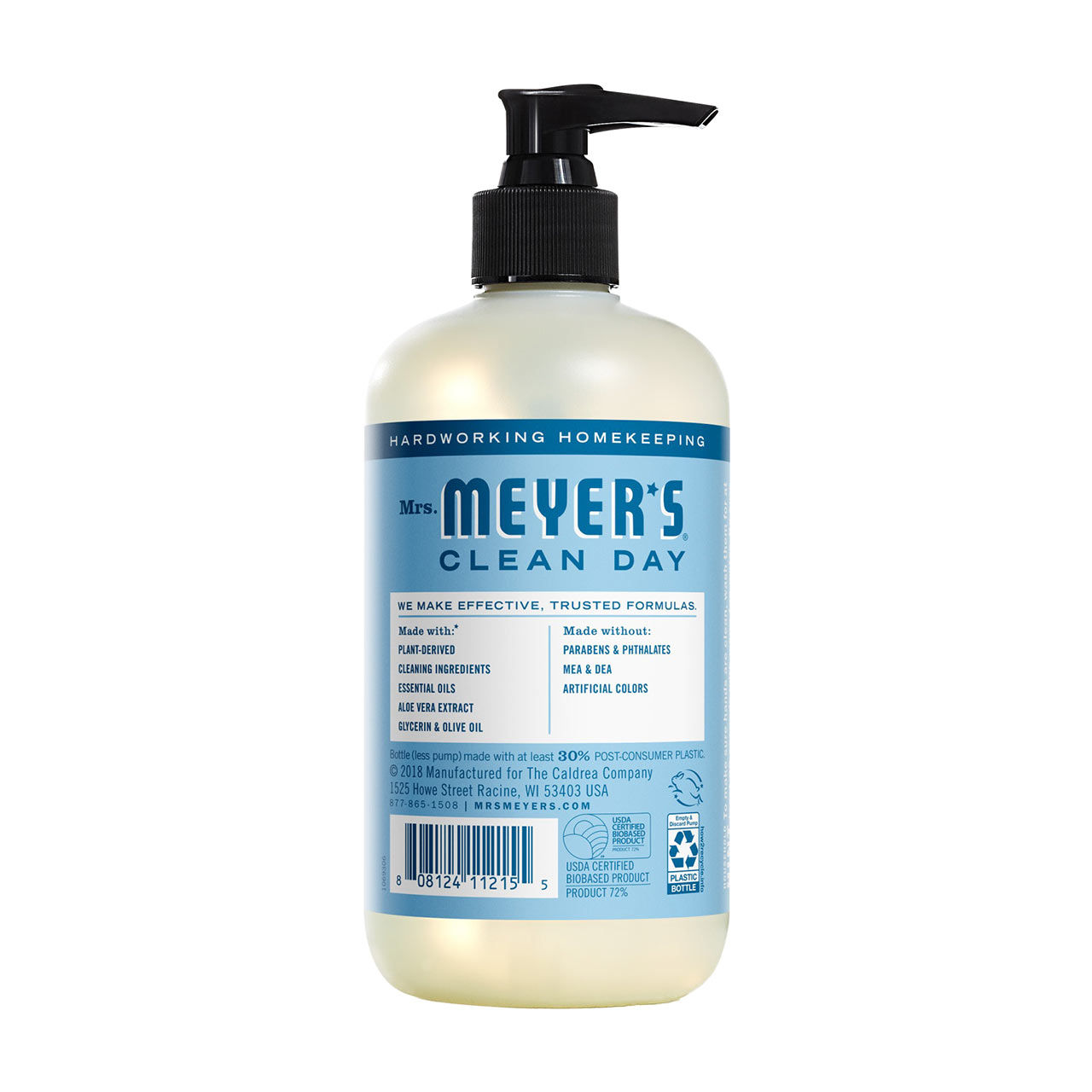 Mrs. Meyer's Clean Day Liquid Hand Soap, Rain Water Scent, 12.5 Ounce Bottle