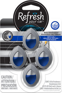 Refresh Your Car! Mini Diffuser Air Fresheners (New Car Scent, Pack of 4)