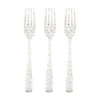 321 Party! Rainbow Glitter Plastic Forks, 18 Count