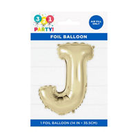 Golden Foil Letter 'J' Balloon, 14 Inches