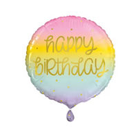 Pastel Rainbow "Happy Birthday" Balloon, 17 in