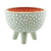 Green Dot Patterned Terra Cotta Planter with Legs