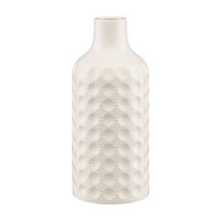 Ceramic Embossed Tapered Vase, White 