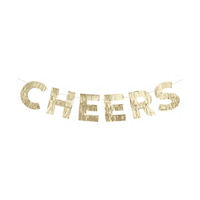"Cheers" Gold Foil Fringe Banner, 4 ft.