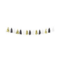 Gold, Black, and White Tissue Paper Tassel Garland,