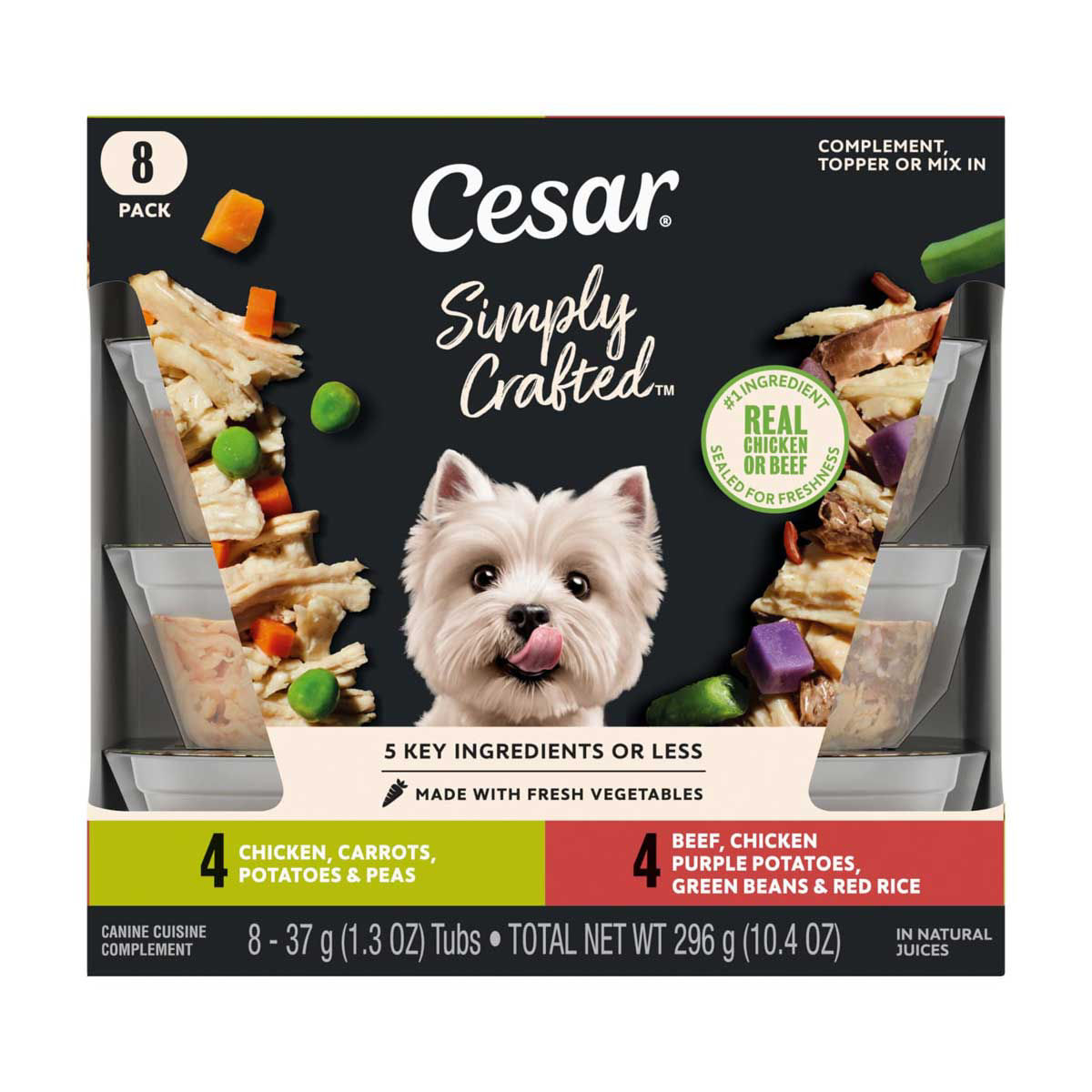 Cesar Simply Crafted Dog Food Toppers, Chicken and Beef Recipes Variety Pack, (8) 1.3 oz. Tubs — pOpshelf penny item