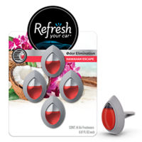 Refresh Your Car! Mini Diffuser Air Fresheners (Hawaiian Escape, Pack of 4)