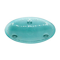 Embossed Glass Soap Dish, Teal Ombre