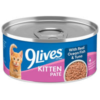 9Lives Kitten Paté Wet Cat Food with Real Ocean Fish and Tuna, 5.5 oz. Can