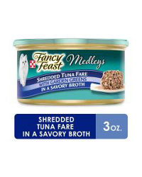 Purina Fancy Feast Medleys Wet Cat Food, Shredded Tuna Fare with Garden Greens in Savory Broth, 3 oz