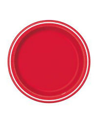 321 Party! Red Striped Party Plates, 9 in,