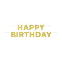 Gold Glitter Happy Birthday Banner