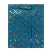 Navy Geometric Pattern Gift Bag With Gift Tag, Large