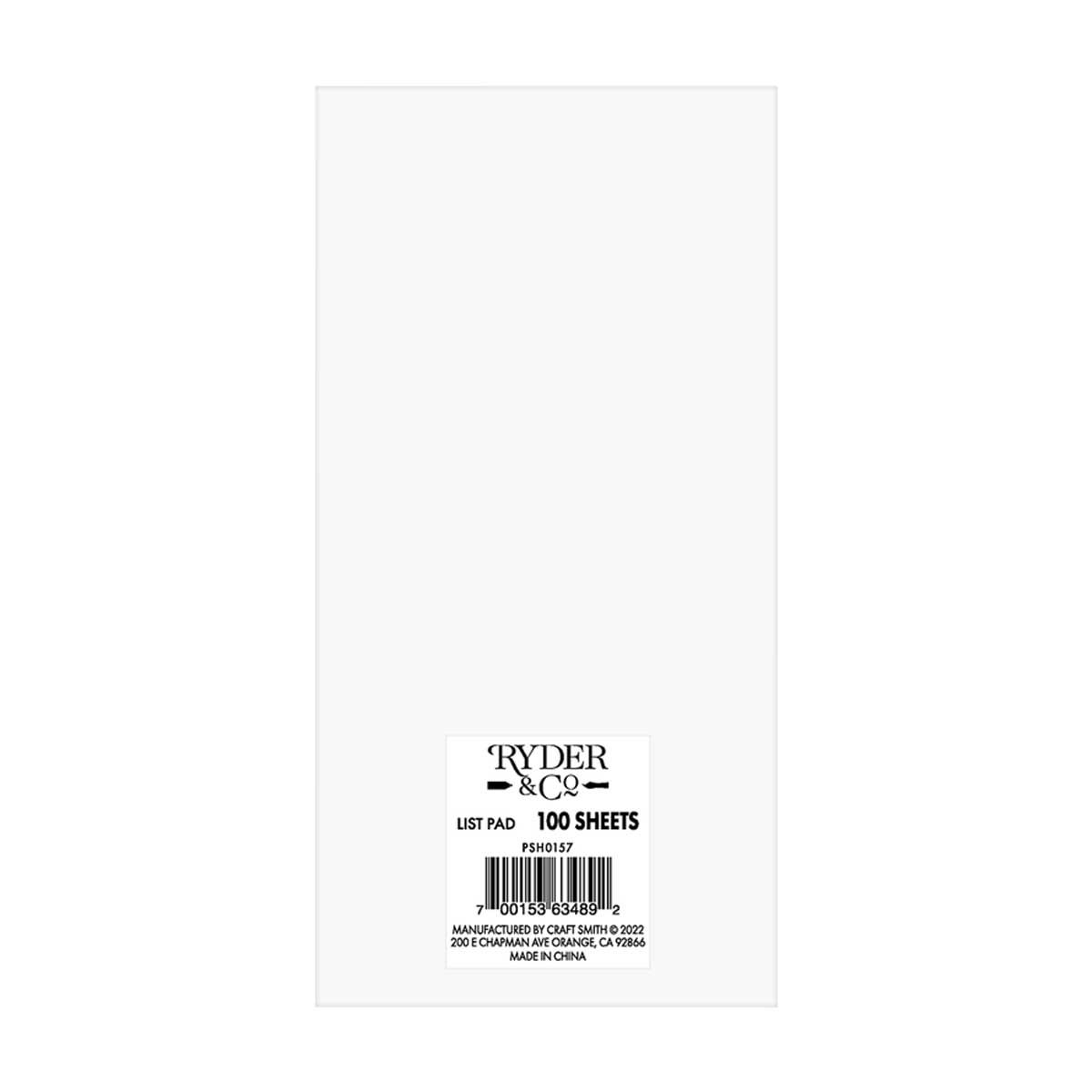 Ryder & Co. White Weekly List Pad, 100 Sheets