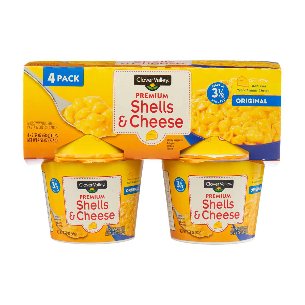Clover Valley Premium Shells & Cheese Microwaveable Cups, 4 Pack — pOpshelf (SKU 32639501)